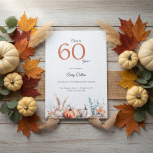 60th Birthday Invitation Pumpkin Floral Fall Kaart