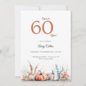 60th Birthday Invitation Pumpkin Floral Fall Kaart (Voorkant)