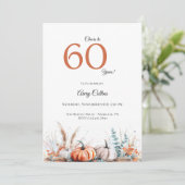 60th Birthday Invitation Pumpkin Floral Fall Kaart (Staand voorkant)