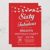 60th Birthday Invitation Red Fabulous Kaart (Voorkant / Achterkant)