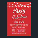 60th Birthday Invitation Red Fabulous Kaart<br><div class="desc">60th Birthday Uitnodiging met de Rode Achtergrond van de Lichten van het Koord. Vrouw Birthday Party. 60 en verbluffend. Elke leeftijd. Voor verdere aanpassing,  te klikken gelieve de knoop "van de Aanpassing het"en ons ontwerphulpmiddel te gebruiken om deze sjabloon te wijzigen.</div>
