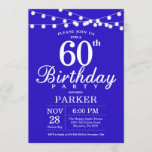 60th Birthday Invitation Royal Blue Kaart<br><div class="desc">60th Birthday Invitation with String Lights. Koninklijke Blauwe Achtergrond. 13e 15e 16e 18e 21e 30e 40e 50e 60e 70e 90e 100e,  elke leeftijd. Voor verdere aanpassing,  te klikken gelieve de knoop "van de Aanpassing het"en ons ontwerphulpmiddel te gebruiken om deze sjabloon te wijzigen.</div>