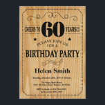60th Birthday Invitation Rustic Wood Kaart<br><div class="desc">Uitnodiging 60e verjaardag. Typografie. Cheers tot 60 jaar. Rustic Wood Achtergrond. Volwassen verjaardag. Mannelijke Mannen of vrouwen: Birthday. Kinder jongen of meisje Lady Teenage Bday Invite. 13e 15e 16e 18e 21e 30e 40e 50e 60e 70e 90e 100e. Elke leeftijd. Voor verdere aanpassing, te klikken gelieve de knoop "van de Aanpassing...</div>