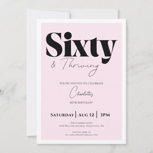 60th Birthday Invitation – Sixty & Thriving Kaart (Voorkant)