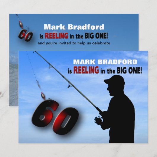 60th Birthday Invitation - Vist, het afkopen in Kaart (Voorkant / Achterkant)