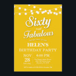 60th Birthday Invitation Yellow Fabulous Kaart<br><div class="desc">60th Birthday Uitnodiging met de Gele Achtergrond van de Lichten van het Koord. Vrouw Birthday Party. 60 en verbluffend. Elke leeftijd. Voor verdere aanpassing,  te klikken gelieve de knoop "van de Aanpassing het"en ons ontwerphulpmiddel te gebruiken om deze sjabloon te wijzigen.</div>