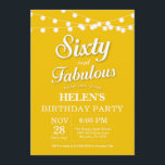 60th Birthday Invitation Yellow Fabulous Kaart<br><div class="desc">60th Birthday Uitnodiging met de Gele Achtergrond van de Lichten van het Koord. Vrouw Birthday Party. 60 en verbluffend. Elke leeftijd. Voor verdere aanpassing,  te klikken gelieve de knoop "van de Aanpassing het"en ons ontwerphulpmiddel te gebruiken om deze sjabloon te wijzigen.</div>