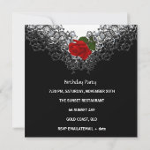 60th Birthday Lace Black White Silver RED Rose Kaart (Achterkant)