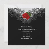60th Birthday Lace Black White Silver RED Rose Kaart (Achterkant)