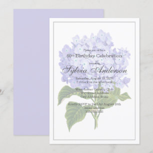 60th Birthday Lavender Hydrangea Uitnodiging