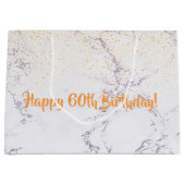 60th Birthday marble gold glitter Groot Cadeauzakje (Voorkant)