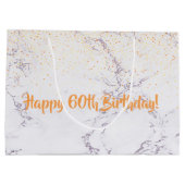 60th Birthday marble gold glitter Groot Cadeauzakje (Achterkant)