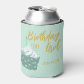 60th Birthday Meisje Schattige Cupcake Groene Koel Blikjeskoeler (Blikje Voorkant)