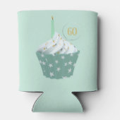 60th Birthday Meisje Schattige Cupcake Groene Koel Blikjeskoeler (Achterkant)