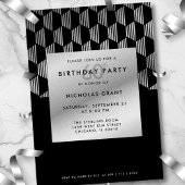 60th Birthday Modern Black Faux Silver Foil Kaart