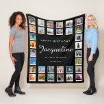 60th Birthday Modern Chic Photo Collage Black Fleece Deken<br><div class="desc">Gepersonaliseerde cadeaudedeken met 32 foto's van uw keuze. Een geweldig cadeauidee voor die unieke persoon. TOP TIP: Als u uw foto's in een vierkante vorm pre-bebouwt alvorens u hen uploadt hebt u controle van hoe zij eruit zien. Geen probleem als u dit niet kunt doen aangezien het ontwerp hen voor...</div>