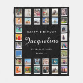 60th Birthday Modern Chic Photo Collage Black Fleece Deken (Voorkant)