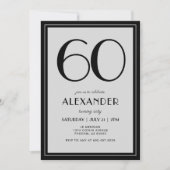 60th Birthday Modern Minimalist Mens Black Gray Kaart (Voorkant)