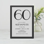 60th Birthday Modern Minimalist Mens Black Gray Kaart (Staand voorkant)