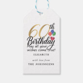 60th Birthday Modern Script Typography Gold Sixty Cadeaulabel (Voorkant)