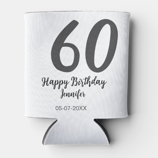 60th Birthday Naam toevoegen Datum Jaar Black sjab Blikjeskoeler (Voorkant)