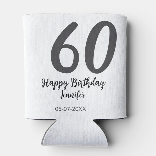 60th Birthday Naam toevoegen Datum Jaar Black sjab Blikjeskoeler (Achterkant)