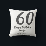 60th Birthday Naam toevoegen Datum Jaar Black sjab Kussen<br><div class="desc">bewerkbaar ontwerp</div>