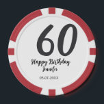 60th Birthday Naam toevoegen Datum Jaar Black sjab Poker Chips<br><div class="desc">bewerkbaar ontwerp</div>