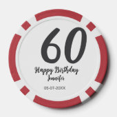 60th Birthday Naam toevoegen Datum Jaar Black sjab Poker Chips (Achterkant)