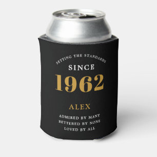 60th Birthday Name 1962 Black Gold Elegant Chic Blikjeskoeler