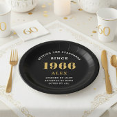 60th Birthday Name 1966 Black Gold Elegant Chic Papieren Bordje