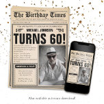 60th Birthday Newspaper Hoesje Humor Aangepaste fo Kaart<br><div class="desc">60th Birthday Newspaper Hoesje Humor Aangepaste fotouitnodiging. Een coole en humoristische verjaardagsuitnodiging die lijkt op een  krant! Het is aanpasbaar en kan worden gebruikt voor elke verjaardagsfeestdag! Hulp nodig bij deze sjabloon? Neem contact op met het ontwerp door op de onderstaande knop Bericht te klikken.</div>