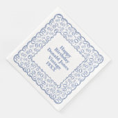 60th Birthday Number Patroon Scallops Blue/White Servet (Hoek)