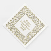 60th Birthday Number Patroon Scallops Gold/White Servet (Hoek)