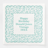 60th Birthday Number Pattern Scallops Blauwgroen/W Servet (Voorkant)
