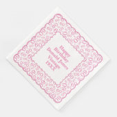 60th Birthday Number Pattern Scallops Pink/White Servet (Hoek)