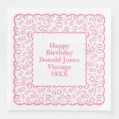 60th Birthday Number Pattern Scallops Pink/White Servet (Voorkant)