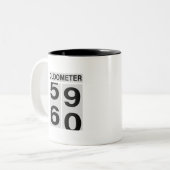 60th Birthday OLDOMETER Tweekleurige Koffiemok (Voorkant links)