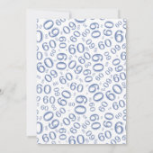 60th Birthday Party Blue and White Number Pattern Kaart (Achterkant)
