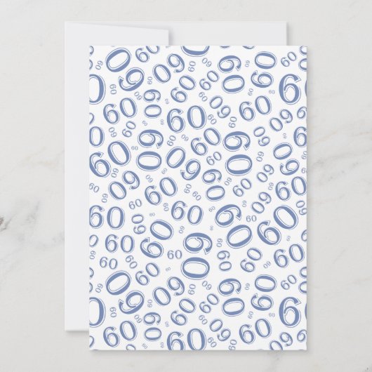 60th Birthday Party Blue and White Number Pattern Kaart (Achterkant)