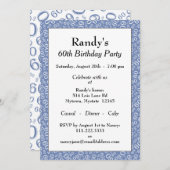 60th Birthday Party Blue and White Number Pattern Kaart (Voorkant / Achterkant)