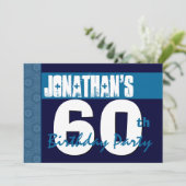 60th Birthday Party Blue Pattern Midnight and Navy Kaart (Staand voorkant)