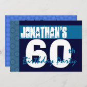 60th Birthday Party Blue Pattern Midnight and Navy Kaart (Voorkant / Achterkant)