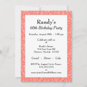 60th Birthday Party Coral/White Number Pattern Kaart (Voorkant)