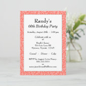 60th Birthday Party Coral/White Number Pattern Kaart (Staand voorkant)