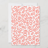 60th Birthday Party Coral/White Number Pattern Kaart (Achterkant)