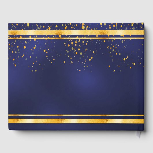 60th Birthday Party dark blue gold confetti Gastenboek (Achterkant)