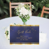 60th Birthday Party dark blue gold confetti Gastenboek