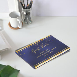 60th Birthday Party dark blue gold confetti Gastenboek