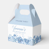 60th Birthday Party Dusty Blue Rose Floral Bedankdoosjes (Achterkant)
